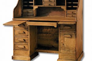 escritorio bureau de madera maciza con persiana abierto