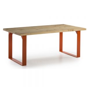 mesa comedor madera con patas hierro