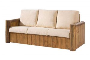 sofá madera rústico 3 plazas