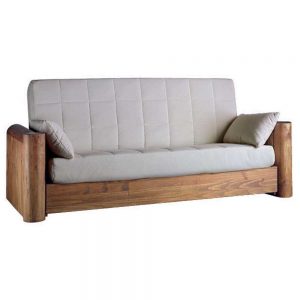 sofa cama rústica de madera maciza
