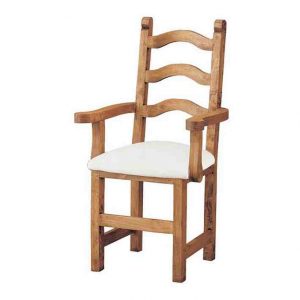 silla comedor rústica con brazos tapizada