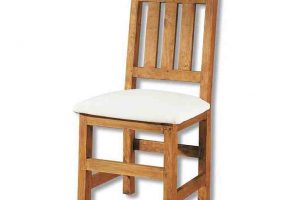 silla de comedor rústica tapizada con barras respaldo vertical