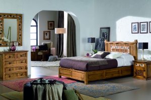 dormitorio rústico de madera con mármol