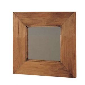espejo de madera rústico cuadrado