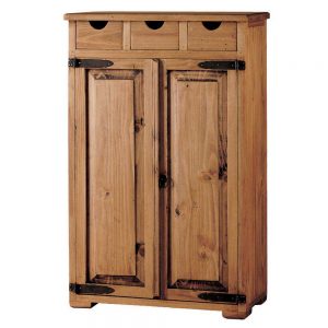 zapatero rustico de madera 3 cajones y 2 puertas
