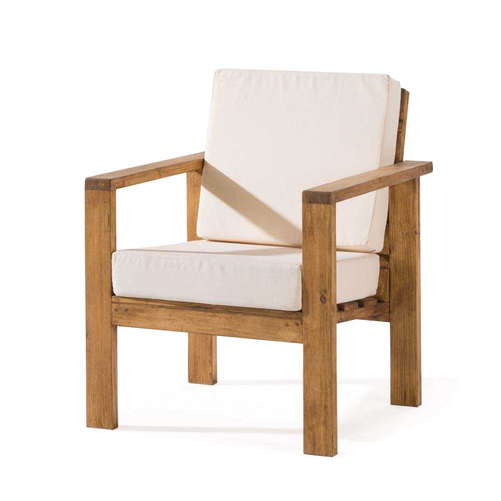 Sillón rústico tapizado de 1 plaza de madera maciza - Blog Myoc: Muebles  rústicos de madera maciza