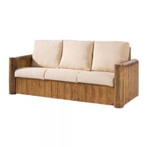 sofá madera rústico 3 plazas