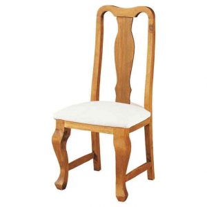 silla de madera rústica tapizada respaldo estilizado