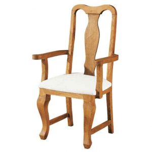 silla rústica comedor con brazos de madera maciza tapizada