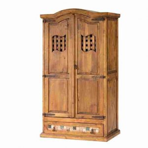 armario rústico de madera maciza con cajón de mármol