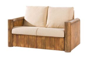 sofá rústico de madera 2 plazas