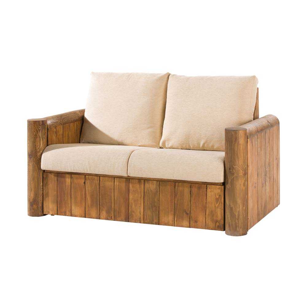 sofá rústico de madera 2 plazas