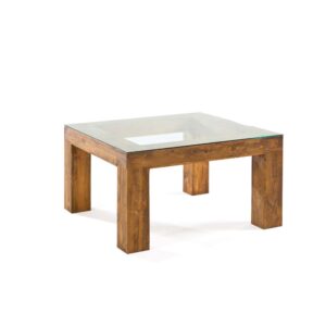 mesa de comedor de madera acristalada