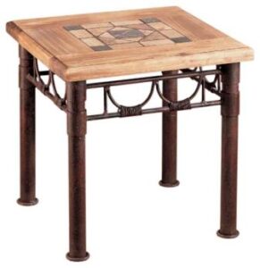 mesa rincón madera y mármol