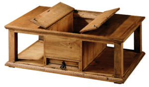 mesa de centro de madera con cajón central
